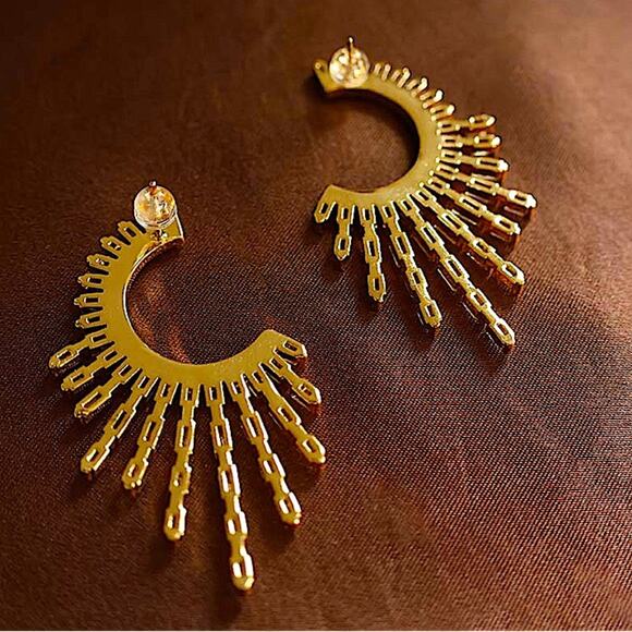 Gold Zircon Celestial Statement Earrings - Picture 6 of 8